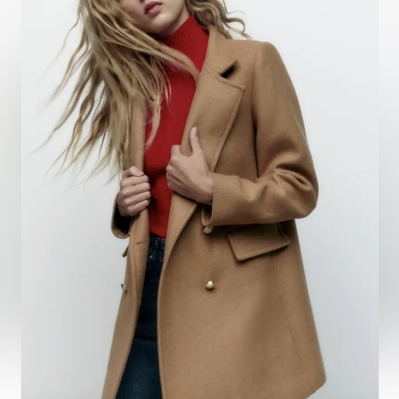 Zara Double breasted wool blend coat - Picture 6 of 10